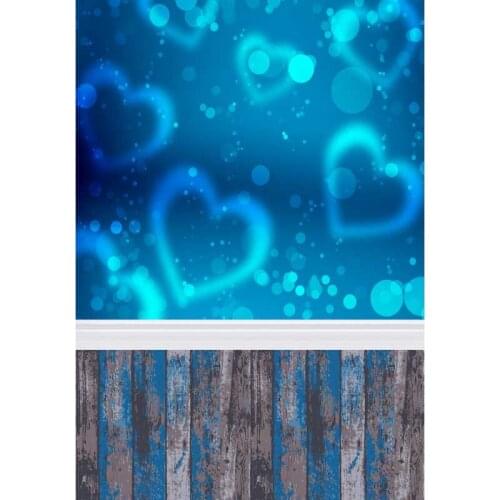 Blue Bokeh Photography Backdrops Retro Style Wooden Floor Backgrounds for Photo Studio Children Baby Shower Portrait Photophone
