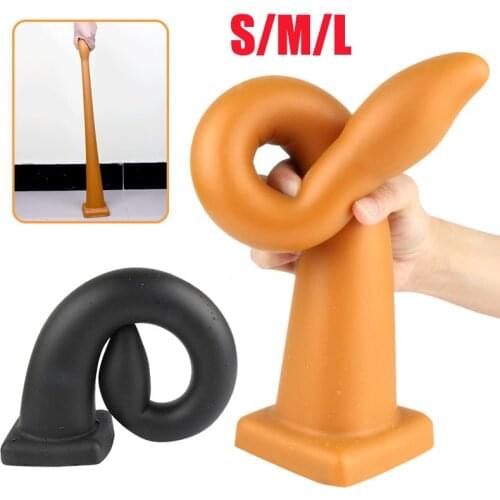 BDSM In-Depth Strapon Silicone Huge Pull Bead Anal Plug Super Long Dildo Plug Big Sucker Anus Dilator Vaginal Masturbate Sex Toy