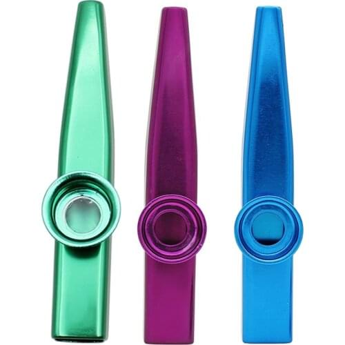 Kazoo Aluminum Alloy Metal With 5 Pcs Gifts Flute Diaphragm For Children Music-Lovers, Green & Purple & Blue(3Set)
