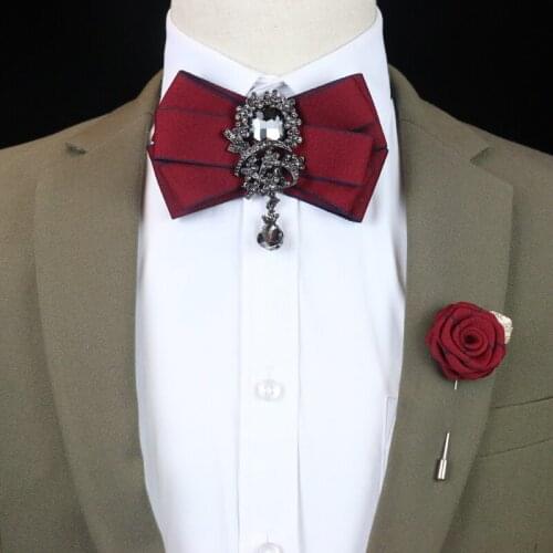 Free Shipping new MENs male Handmade Diamond men and women bow tie wedding groom groomsmen dress Korean version 2 pieces set