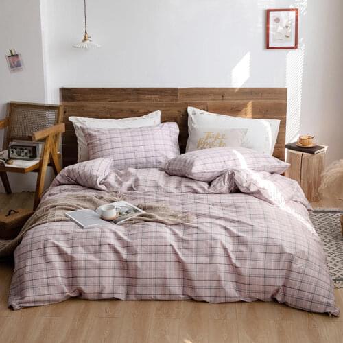 Modern Plaid Print Cotton Bedding Set Nordic Brief Duvet Cover Sets Single Queen Size Bed Linen Sheet Quilt Covers Bedclothes