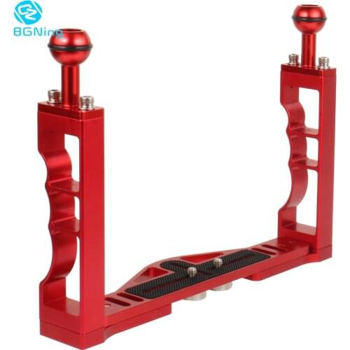 Dual Handle Tray Stabilizer Rig Aluminum for Underwater Camera Housing Case Diving for GoPro DSLR Smartphone Base Mount Bracket