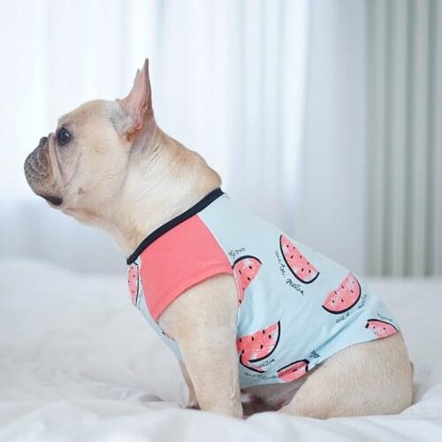 Dog Clothes for Small Dogs French Bulldog Tshirt Watermelon Print Cotton Clothes Summer Dog Vest for Chihuahua Cat Puppy Costume
