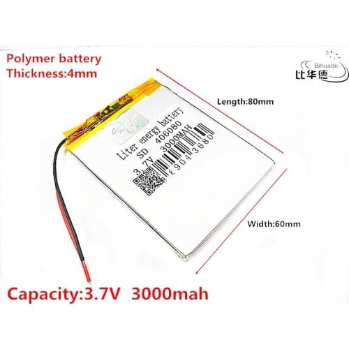 Liter energy battery Good Qulity 3.7V,3000mAH 406080 Polymer lithium ion / Li-ion battery for tablet pc BANK,GPS,mp3,mp4