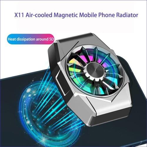 X11 Air-cooled Magnetic Mobile Phone Radiator RGB Colorful Breathing Light Effect Phone Heat Sink With Built-in Battery 300mA