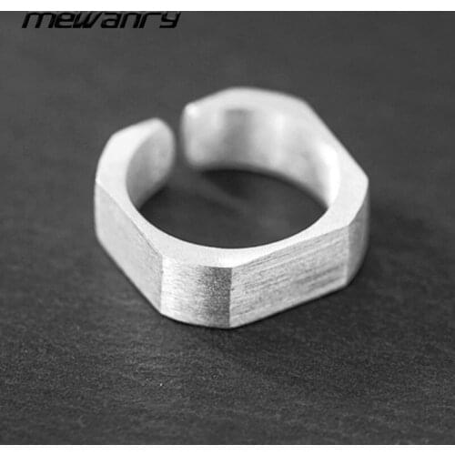 Mewanry Minimalist 925 Sterling Silver Square Rings New Trend Elegant Couples Brushed Texture Party Jewelry Lover Gift Wholesale