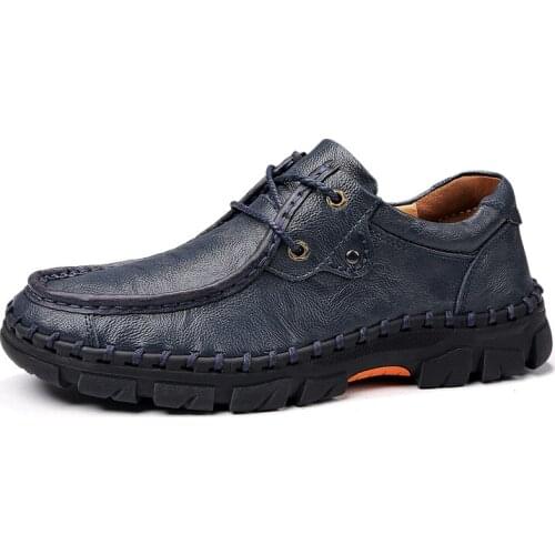 Mens Shoes Work & Safety Ankle Boots Engineering Boots Leather Strappy Round-toe Casual British Style Hard-Wearing Retr