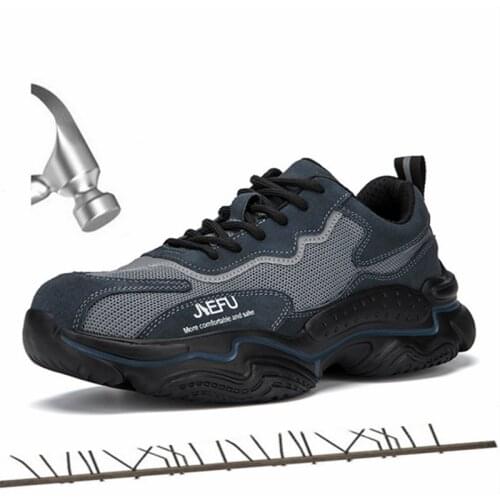 Retro Designer Boots Mens Shoes Steel Toe Cap Work Safety Shoes Non-slip Protective Indestructible Shoes Breathable Wearable