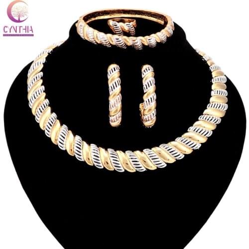 Gold Jewelry sets Boho crystal women necklace for party Direct Selling wedding Trendy statement necklace with earrings 2017