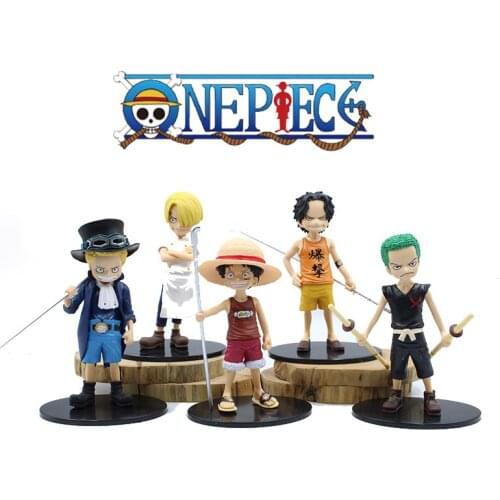 New 5pcs Japan One Piece Mini Figure Modeling Juvenile Roronoa Zoro / Monkey D. Luffy / / Vinsmoke Sanji Car Decoration Boy Toy