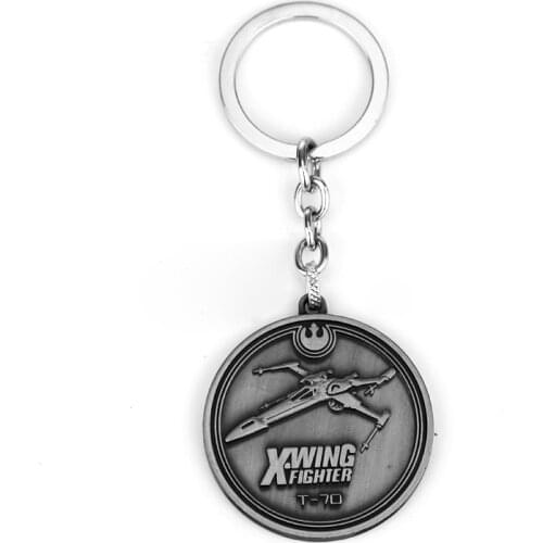 New arrival Movie Retail Star Wars Keychain Spaceship X Wing Fighter Logo Metal Pendant Bronze Key ring Can Drop shipping