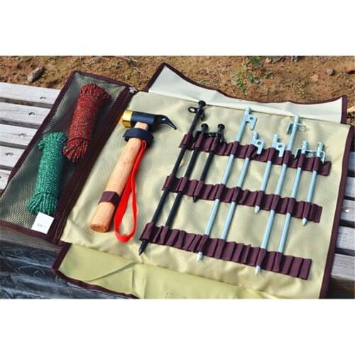 Outdoor Camping Tent Peg Nail Storage Bag Tent Hammer Wind Rope Folding Tote Bag 03KA