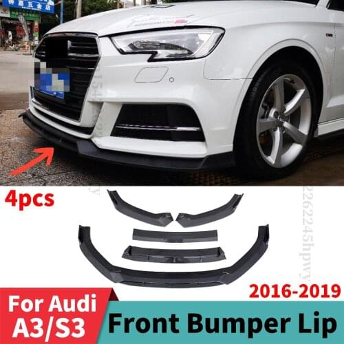 Front Bumper Lip Chin Deflector Protector Guard Decoration High Quality Splitter Cover Trim For Audi A3 S3 2016 2017 2018 2019
