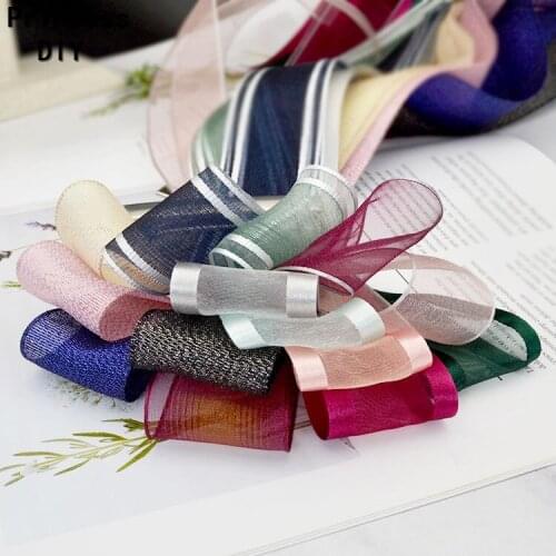 2M Gift Flower Packing Material Solid Mesh 3.8cm Korea Ribbon Organza Voile DIY Hair Bow Wedding Baking Decoration Accessories