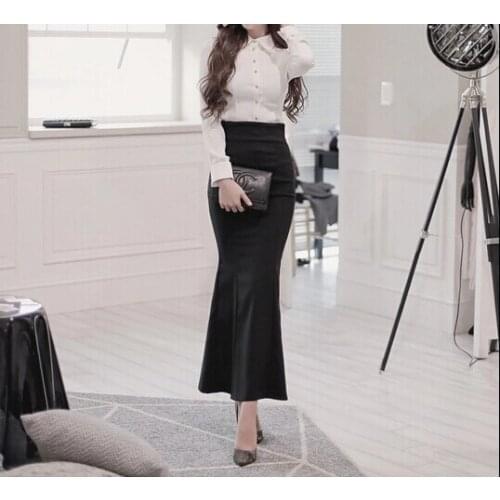 Customize womens ruffles fishtail trumpet Dovetail high waisted elegant slim Bodycon midi skirt Size XXS-8XL maxi long skirts