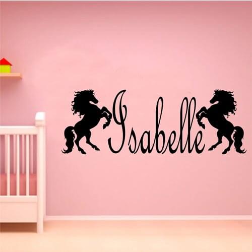 Custom Name Horse Wall Sticker Girl Room Kids Room Personalized Name Jungle Animal Unicorn Wall Decal Bedroom Vinyl Home Decor