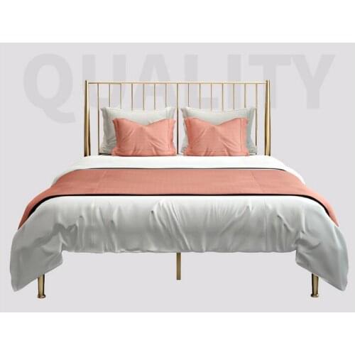 Simple golden iron craft bed double iron frame bed 1.8 meters web celebrity environmental protection tasteless master lie iron