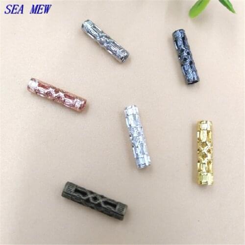 200 PCS 3mm*12mm Hollow Out Cylinder Tube Beads Raw Brass Antique Bronze Silver Color Connectors Findings For Jewelry Making