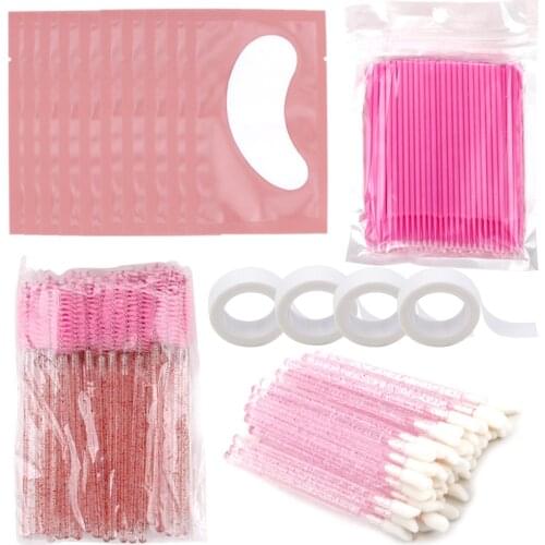 Eyelashes Set Eye Stickers Hydrogel Patches Eyelash Brushes Disposable Cotton Swab ndividual Adhesive Tape Lashes Accessories