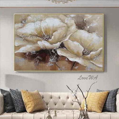 Modern Fine Art New Arrival Abstract Textured Lotus Flower Oil Painting Wall Art Home Decoration Piece Canvas Artwork Hot Sell
