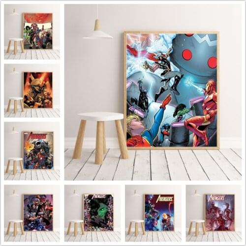 Marvel superhero comic poster retro style canvas painting wall art bar cafe theme hotel dormitory room decor aesthetic design