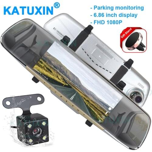 KATUXIN 6.86" IPS 1080P HD Car DVR Dash Cam Recorder Parking Monitor Mirror Video Recorder V10