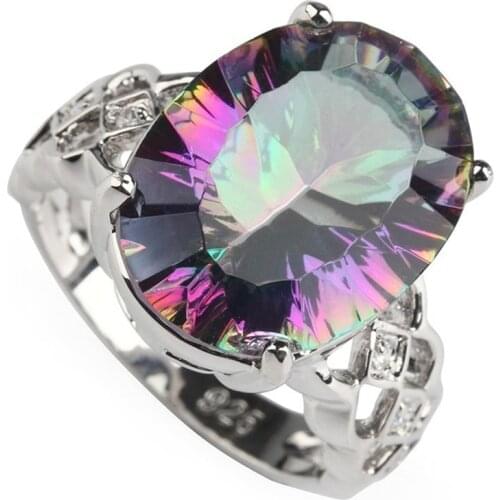 SHUNXUNZE luxury best sell Engagement Wedding rings for women dropshipping Rainbow Cubic Zirconia Rhodium Plated R757 size 7 8