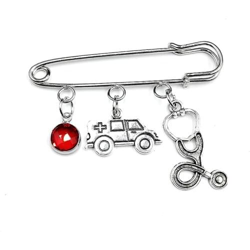 1PCS 2020 New Medical Equipment 8 Color Crystal Fashion 8mm Crystal / Ambulance / Stethoscope / Brooch Fun Handmade Gift