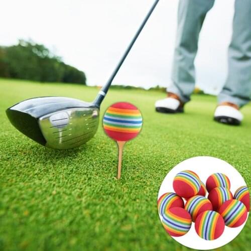 10PCS EVA Foam Golf Balls Hot New Yellow/Red/Blue Rainbow Sponge Indoor Golf Practice Ball Training Aid Golf Balls