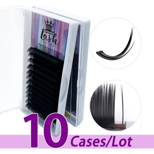 10case/lot High quality faux flat synthetic faux mink cils super soft natural light ellipse flat split tips eyelash extension
