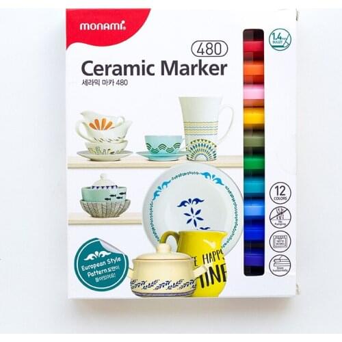 12pcs Monami 480 Ceramic Marker Pen Set 1.4mm Point Drawing for Mug Cup Bowl Home DIY Art Decoration School Kids Gift F470