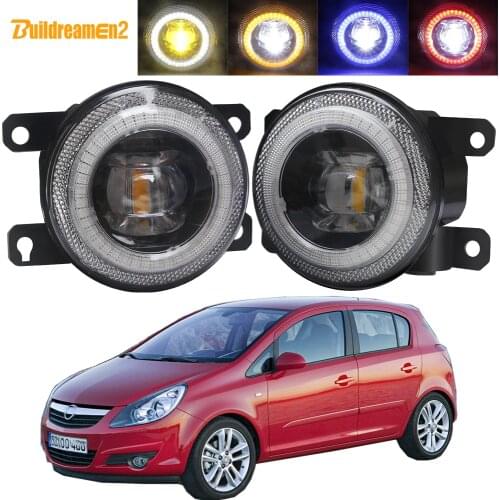 2 Pieces Car LED Lens Fog Light Assembly Angel Eye Daytime Running Lamp DRL 30W 8000LM 12V For Opel Corsa D Hatchback 2007-2015
