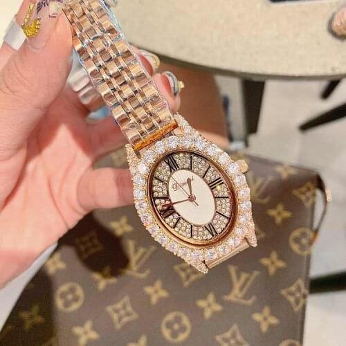 2019 Fashion Luxury Designer Brand Stainless Steel Diamond Women Watches Quartz Oval Shape Waterproof Ladies Watch