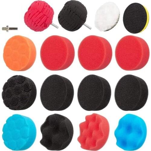 3 Inch Polishing Pads Sponge Buffing Pads Waxing Pads with M10 Drill Adapter for Automotive Car Wheels Care