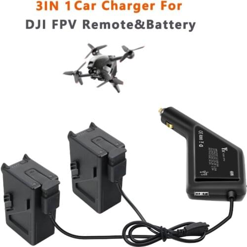 3 IN 1 Car Charger For DJI FPV Intelligent Battery Charging Hub FPV Car Connector USB Adapter Car Charger Drone Accessories
