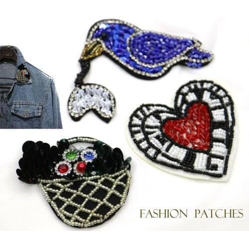 3D bird flowers peacock Handmade Rhinestone beaded Patch for clothing DIY sequins embroidery applique Patches decorative parches