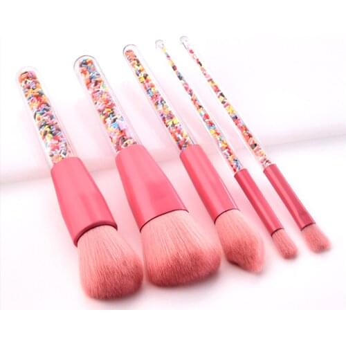 New 5pcs Candy Unicorn Crystal Makeup Brushes Set Make Up Tools Foundation Powder Blusher Highlighter Eyeshadow Blending Brush