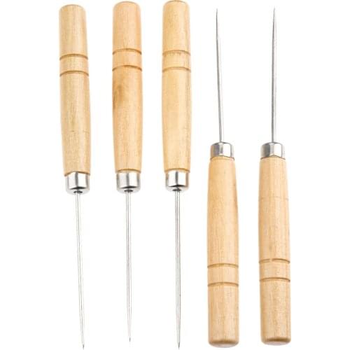 5Pcs Sewing Punch Hole Hook Awl Leather DIY Handmade Leather Craft Tool 140mm Leather Stitching Sewing Awl Repair Tool
