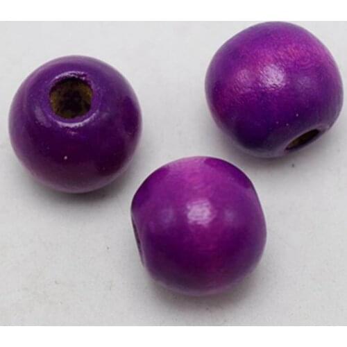 50 Purple Round Wood Beads 16mm~Wooden
