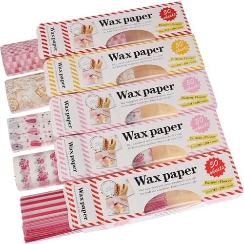 50Pcs Wax Paper Food Wrappers Food Grade Grease Paper Baking Tools Bread Sandwich Burger Fries Package Wrapping Paper