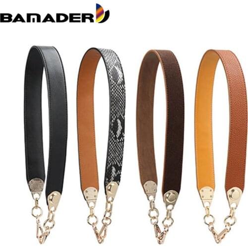 BAMADER Chain+Leather Bag Strap Replacement And Detachable Chain Woman Handbag Shoulder Straps Bag Part DIY Strap Accessories
