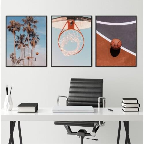 Basketball Poster Basketballer Gift Palm Tree Teen Canvas Painting Sports Print Posters Wall Art Pictures Aesthetic Room Decor