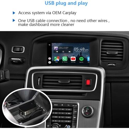 Wireless CarPlay Ai Box Supports YouTube Netflix Video GPS WIFI BT, for Volvo S60 S90 XC40 XC60 XC90 V60 V90 Seat with CarPlay