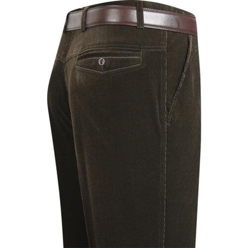 New Spring Autumn Men Pants Casual Loose Corduroy Pants Mid-aged Men joggers Male Trousers Anti-wrinke Easy-care Dad Trousers