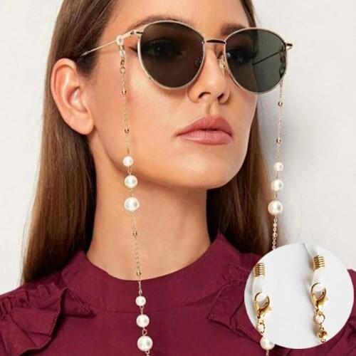 Women Beaded Charm Eyeglasses Holder Strap Sunglasses Chain Silicone Loops Women Outside Casual Necklace Accessory