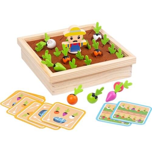 Kids Montessori Wooden Toy Baby Pull Carrot Shape Matching Color Size Cognitive Puzzle Early Learning Education Toy For Children