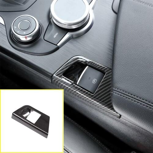 For Alfa Romeo Giulia 2017 2018 2019 Car Accessories 1 Pcs ABS Chrome Carbon Fiber Electronic Handbrake Decoration Cover Trim
