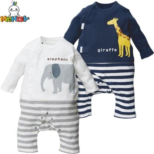 Cotton Long Sleeve Cotton Elephant Giraffe Baby Clothes Fashion girl boy Jumpsuits Giraffe baby Rompers for lucky child