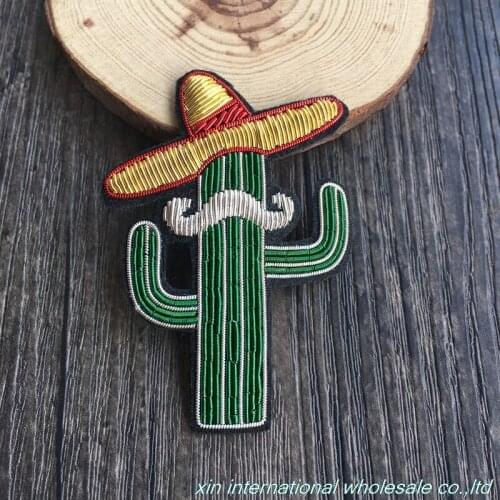 The cactus beard styling lgbt fashion benfica High-grade pride Metal silk handmade embroidery badges Clothes hat bag pin badge