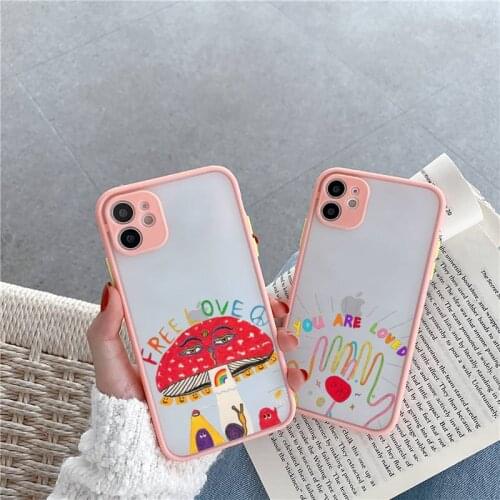 Slimy oddity self love Phone Case For iPhone 12 11 Mini Pro XR XS Max 7 8 Plus X Matte transparent Pink Back Cover